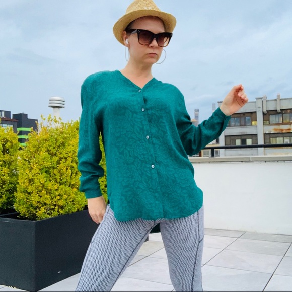 Zara Silk Lux Victorian Bohemian Convex Textured Elevated 3D Flower Top Blouse - Picture 9 of 16